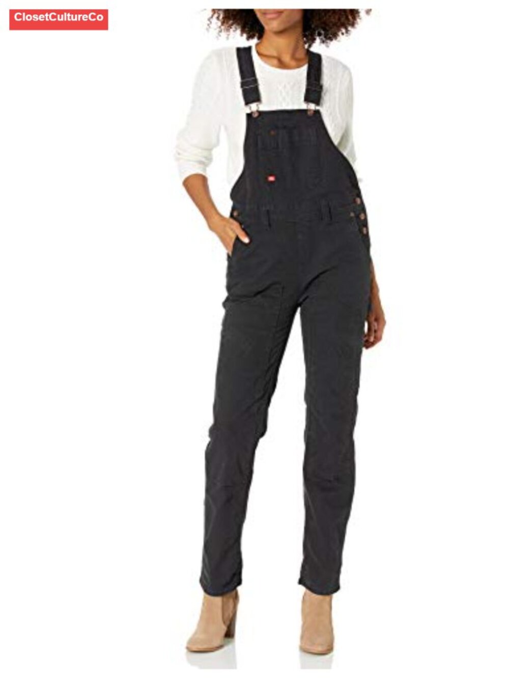 Cotton Blend Stretch Double Front Bib Overalls with Knee Pad Openings